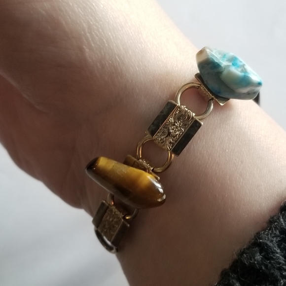 Vintage bracelet Rock Collection bracelet silver tone gem - Picture 11 of 15